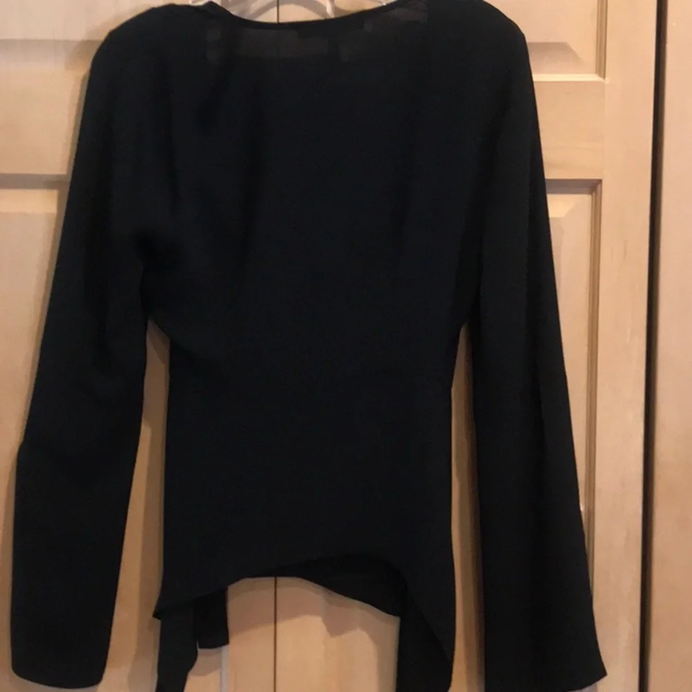 New BCBG Maxazria Crossover Black Blouse - Picture 6 of 10